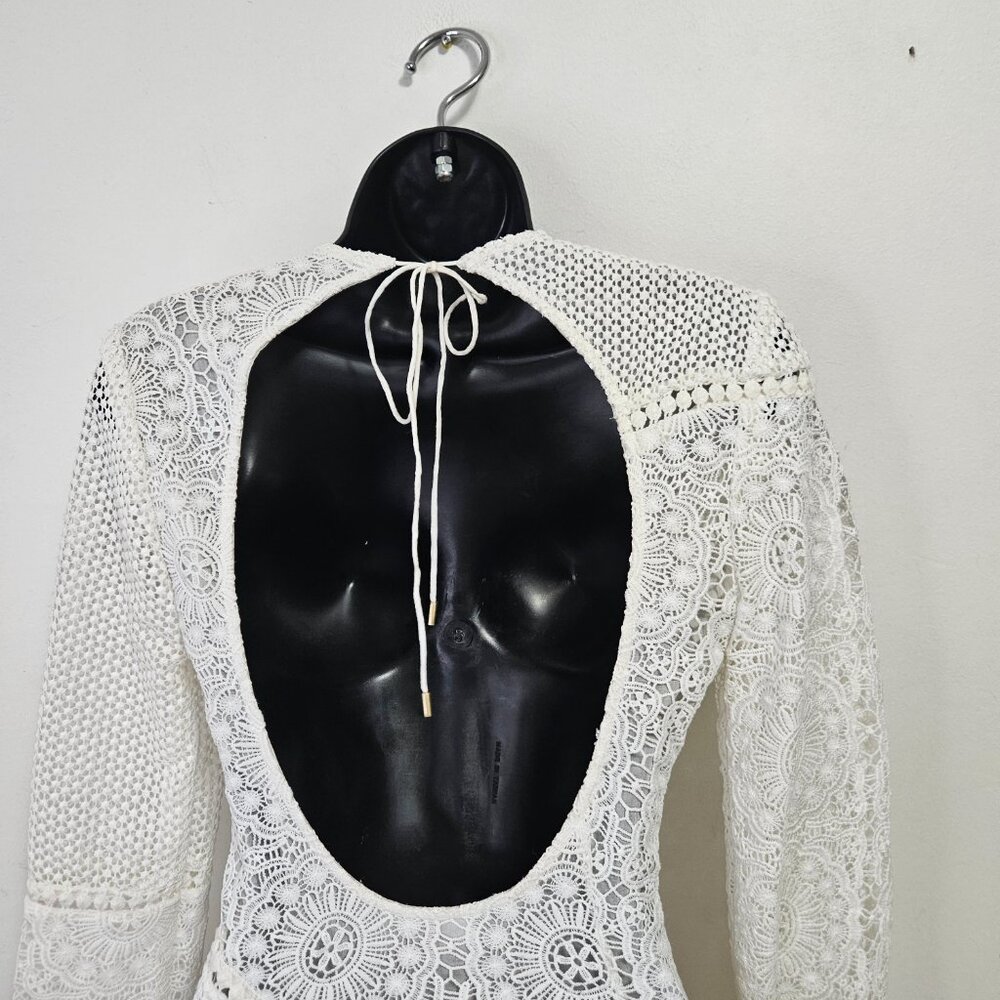 Zimmermann Anais Guipure Lace Mini Dress XS Open Back White - Picture 11 of 14